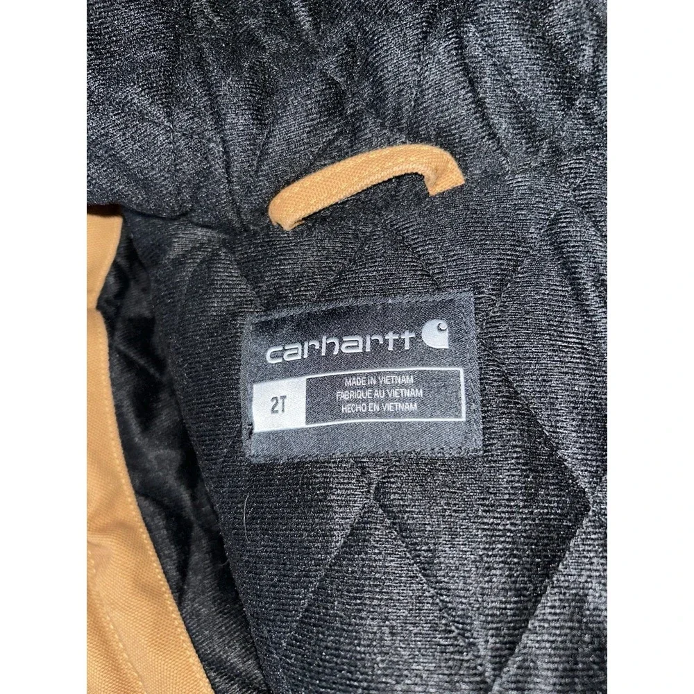 Carhartt Jacket Toddler Brown Insulated Duck Canvas Hooded Rugged 2T